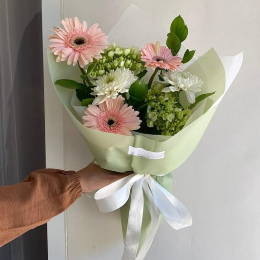 Bouquet gerberas y hortensias